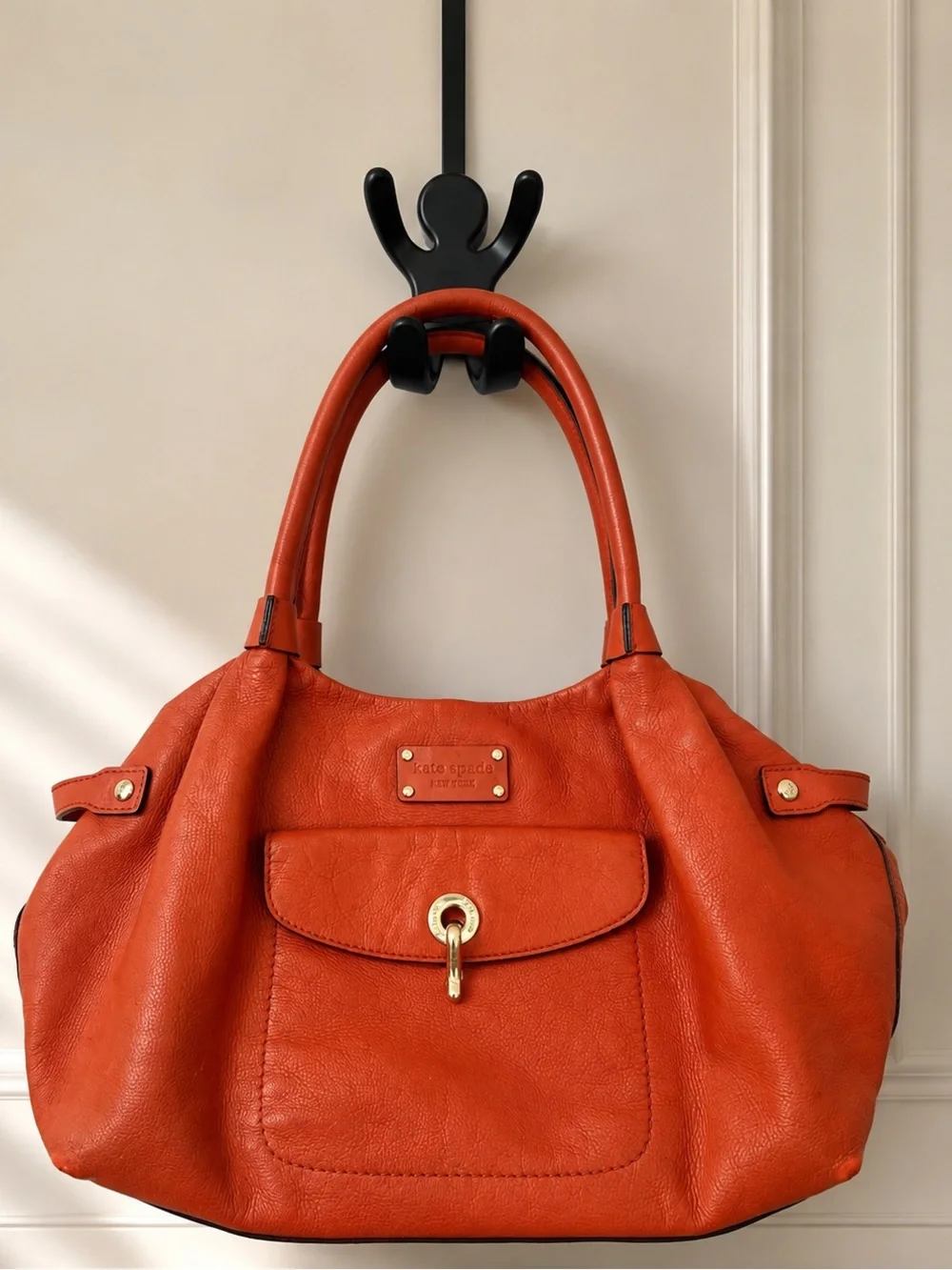 kate spade orange pebbled leather shoulder bag